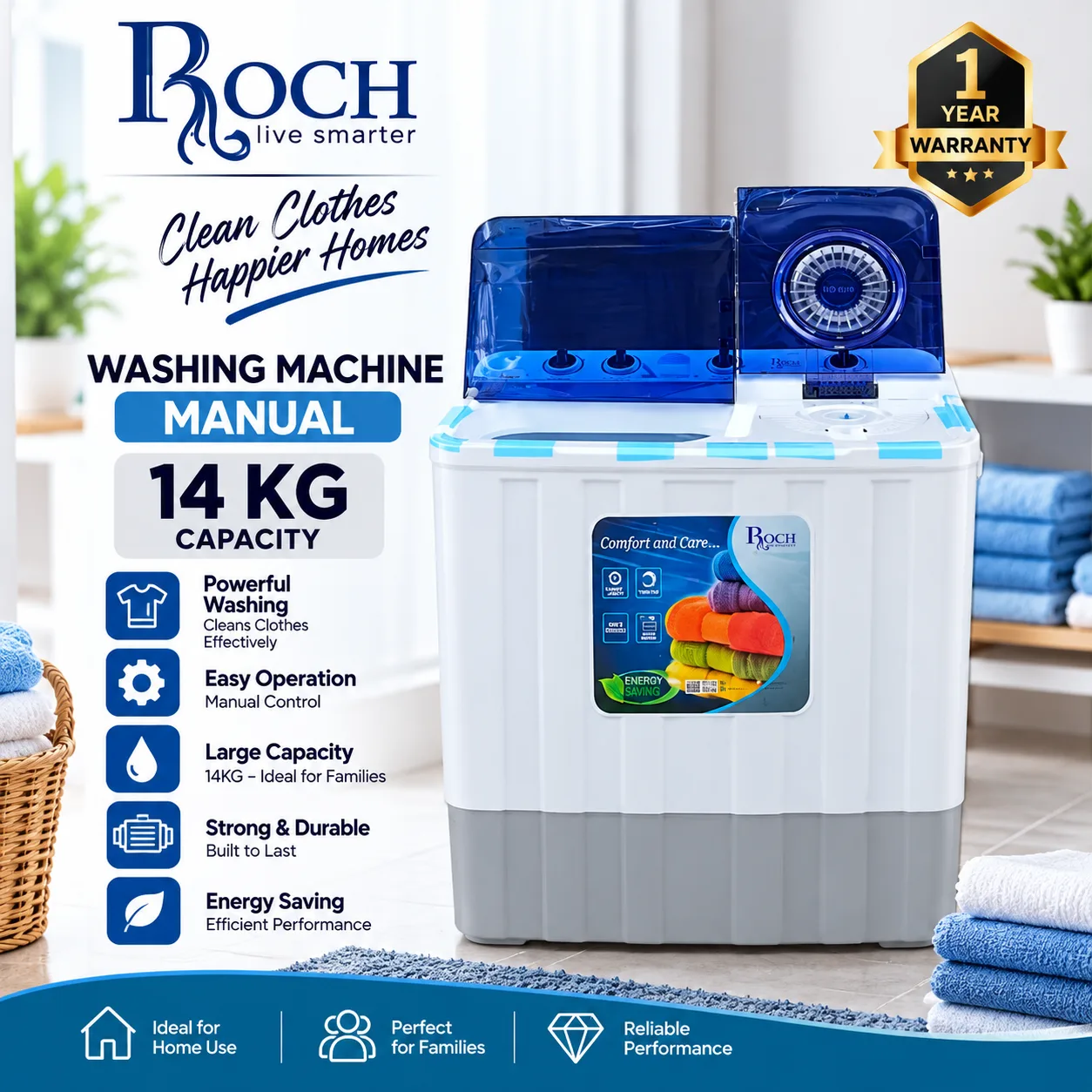 ROCH 14KG Manual Washing Machine