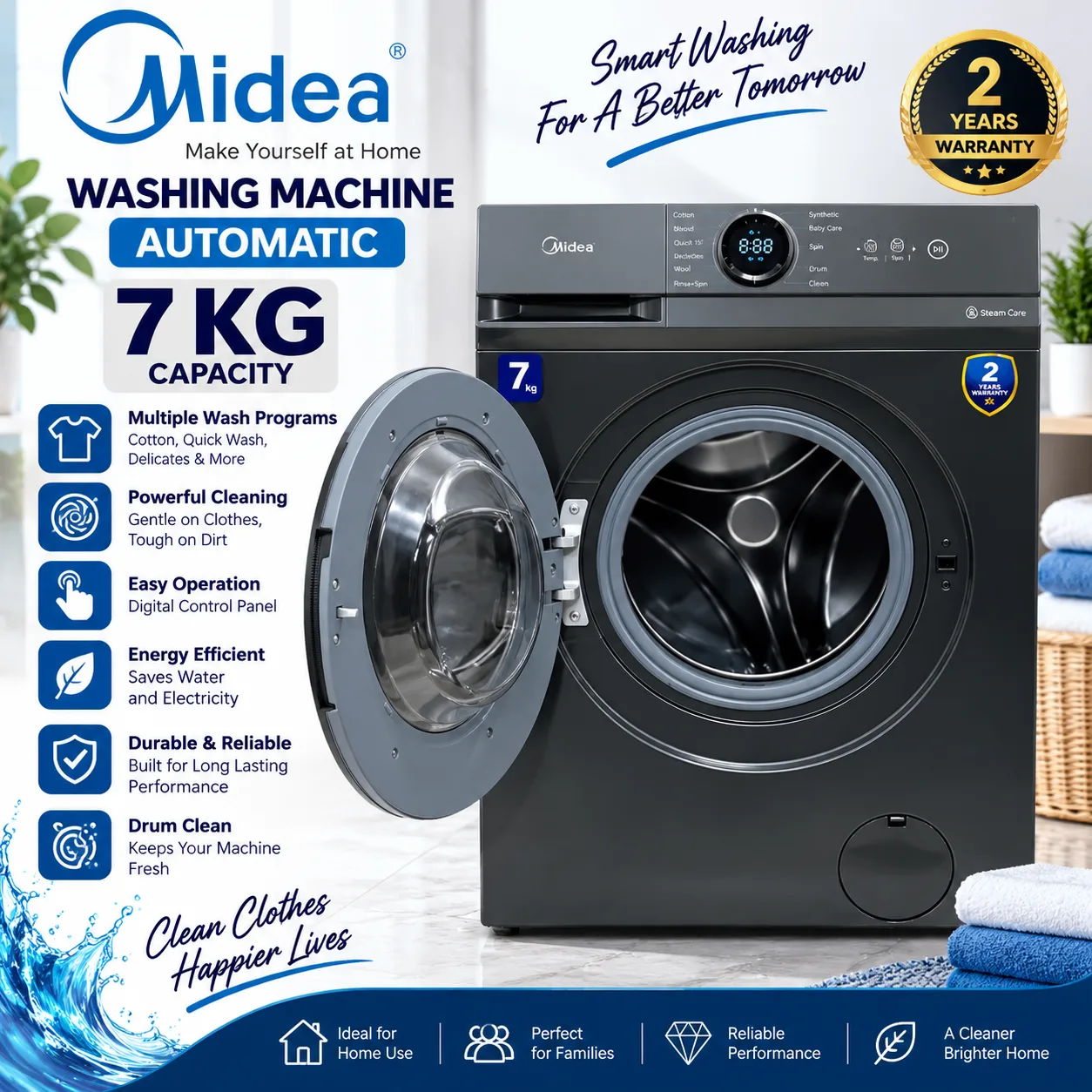 Midea 7KG Automatic Front Load Washing Machine