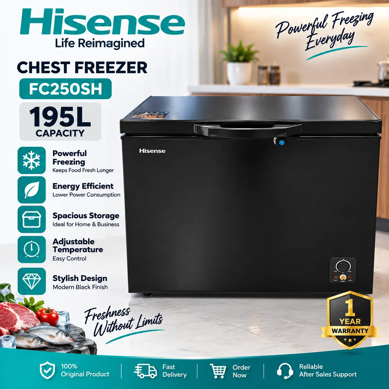 Hisense FC250SH Chest Freezer Black